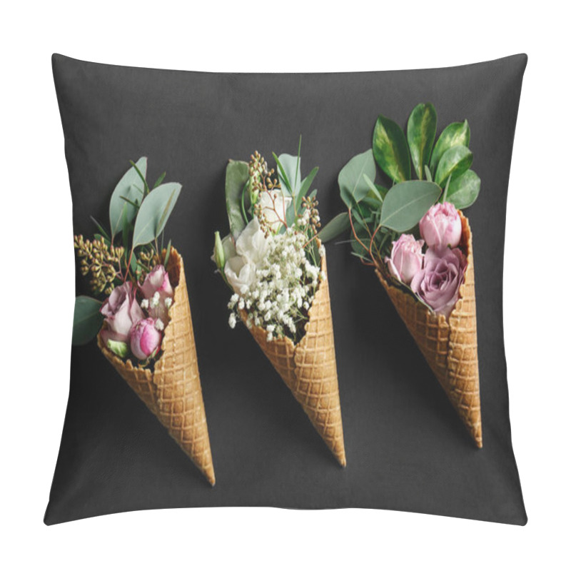 Personality  Waffle Cones With Flowers And Branches  Pillow Covers