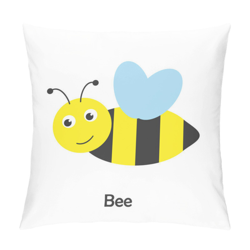 Personality  Cute Bee In Cartoon Style, Insect Card For Kid, Preschool Activity For Children, Vector Illustration Pillow Covers