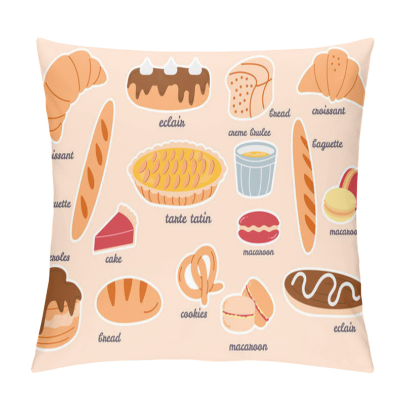 Personality  Collection Stickers Hand Drawn French Cuisine Bakery Pillow Covers