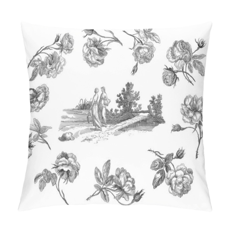 Personality  Old Roses Illustration Pillow Covers