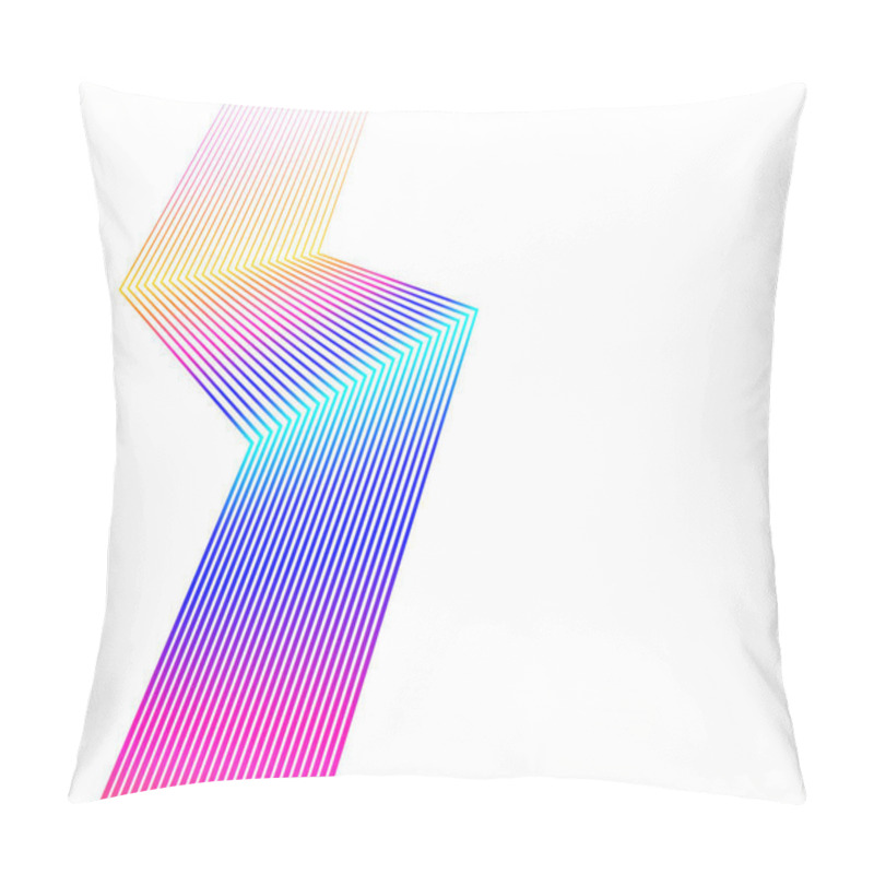 Personality  Design Element Curved Sharp Corners Wave Many Lines. Abstract Vertical Broken Stripes On White Background Isolated. Creative Line Art. Vector Illustration EPS 10. Colors Line Created Using Blend Tool Pillow Covers