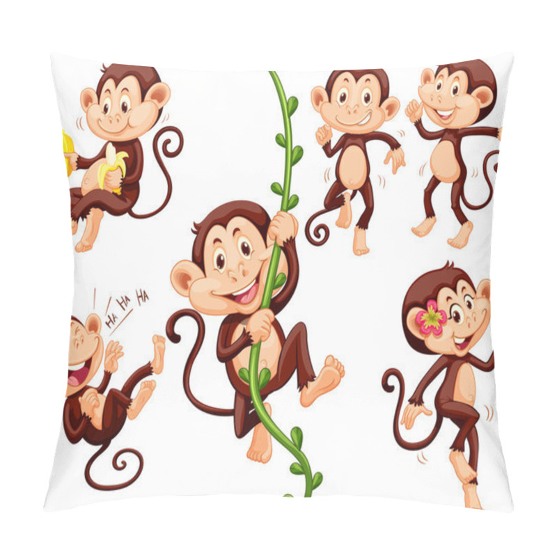 Personality  Little Monkeys Doing Different Things Pillow Covers