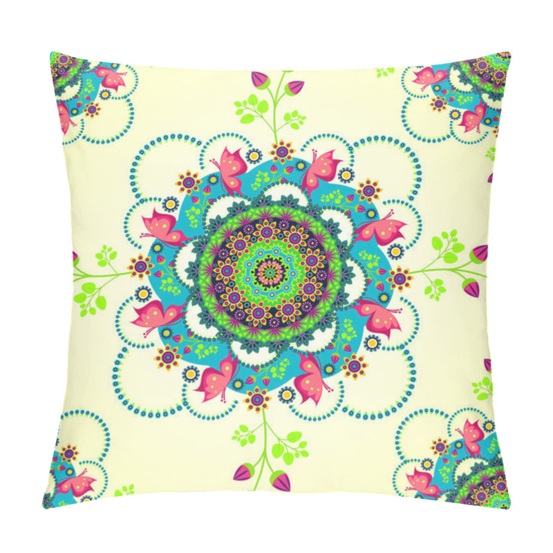 Personality  Mandala Flower And Butterflies Pillow Covers