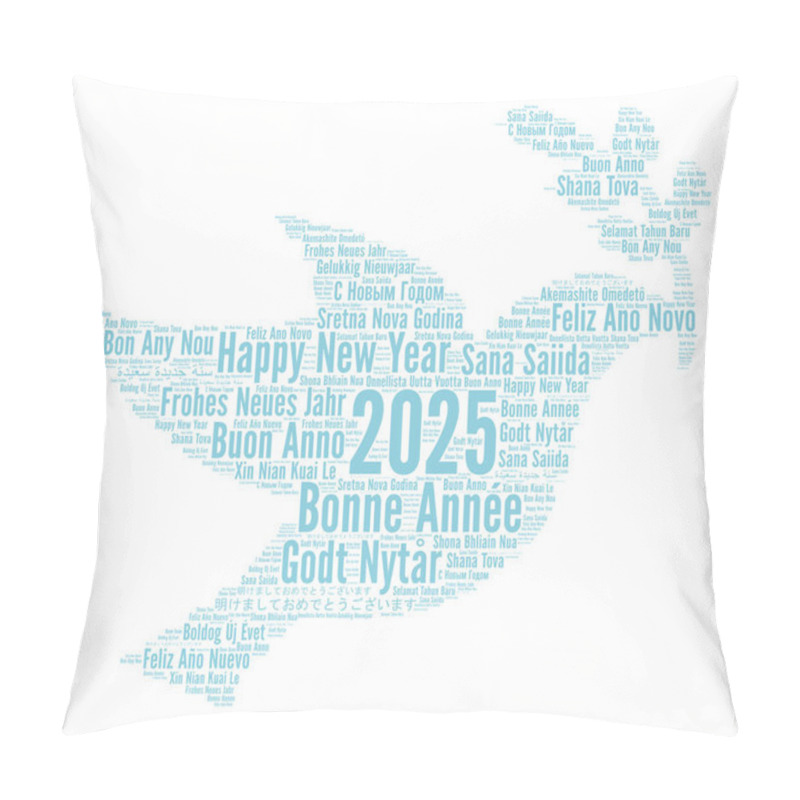 Personality  Happy New Year 2025 Word Cloud In Different Languages Pillow Covers