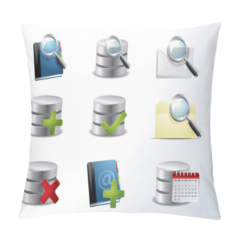 Personality  Vector Database And Catalog Icon Set Pillow Covers