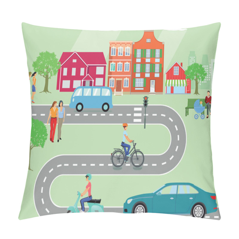 Personality  Community With Road Traffic And People Pillow Covers