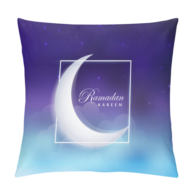 Personality  Vector Illustration Ramadan Kareem. Greeting Card With Calligraphy Big Moon, Clouds, Stars, Night Sky. Ramadan Kareem Background. Pillow Covers