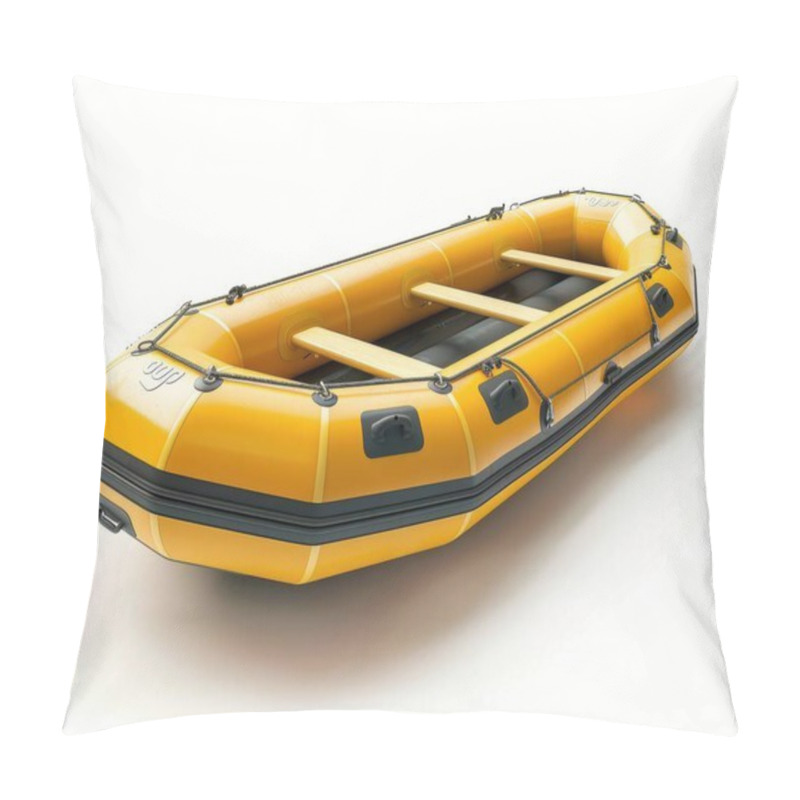 Personality  A Bright Yellow Inflatable Raft With Multiple Seating Rows, Ideal For Water Adventures And Outdoor Activities. Pillow Covers