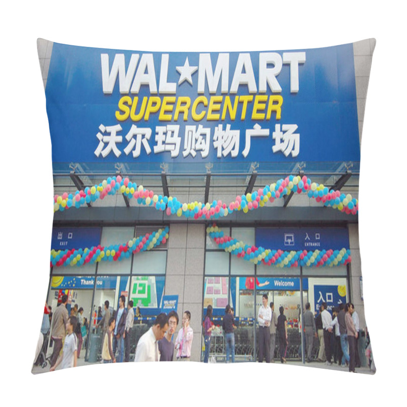 Personality  Chinese Customers Walk By A Wal-Mart Supercenter In Hangzhou City, East Chinas Zhejiang Province 11 October 2007 Pillow Covers