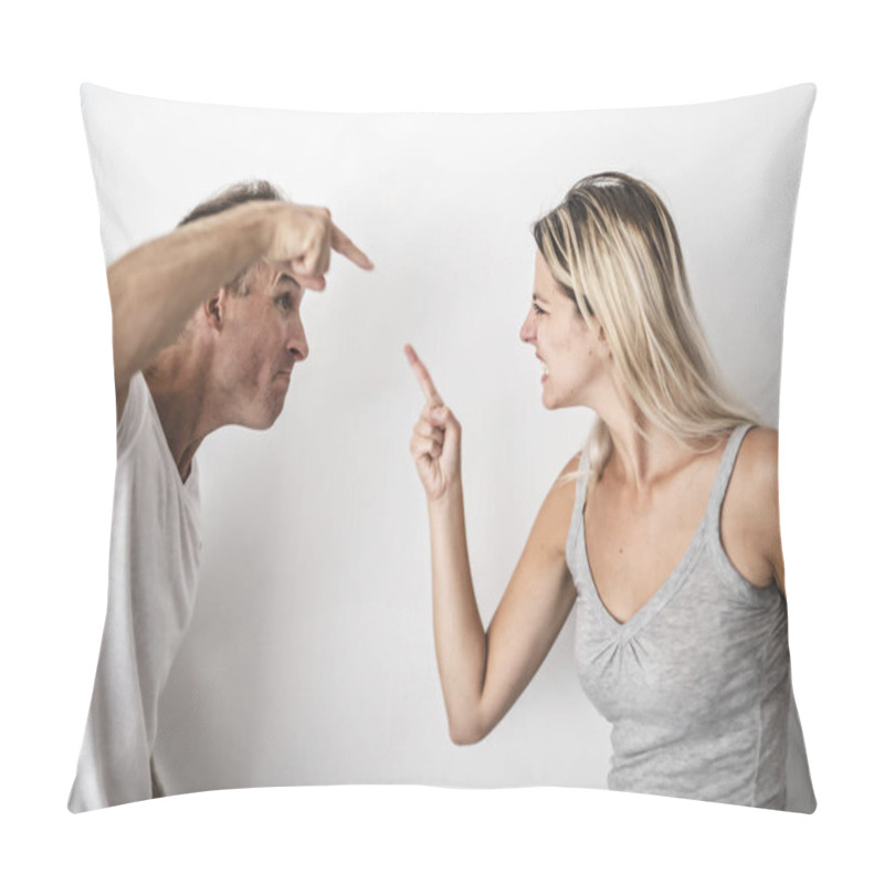 Personality  Couple Dispute At Home Each Other Are Frustrated Pillow Covers