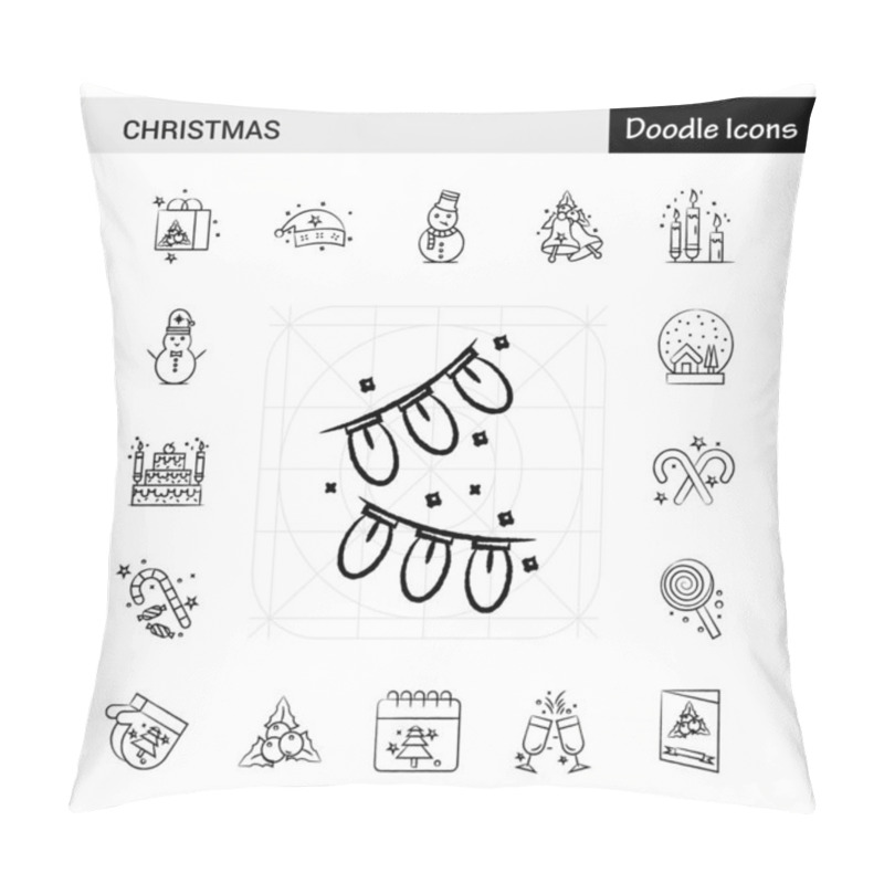 Personality  Set Of 17 Christmas Hand-drawn Icon Set Pillow Covers