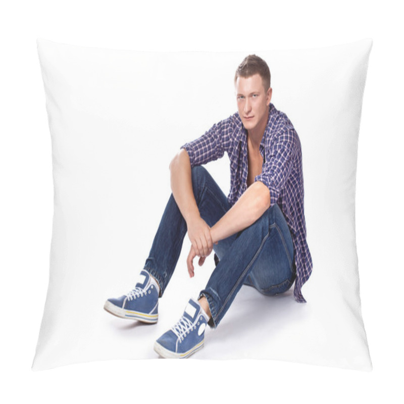 Personality  Sexy Handsome Man Posing In Casual Wear Pillow Covers