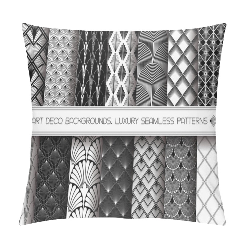 Personality  Art Deco Patterns Set. Vector Black White Backgrounds Pillow Covers