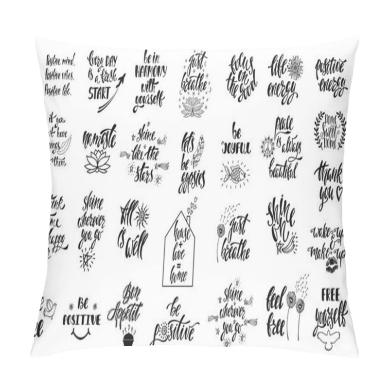 Personality  Set Of Positive Inspirational Quotes With Sketch Elements. Modern Calligraphy Hand Drawn Phrases. Pillow Covers