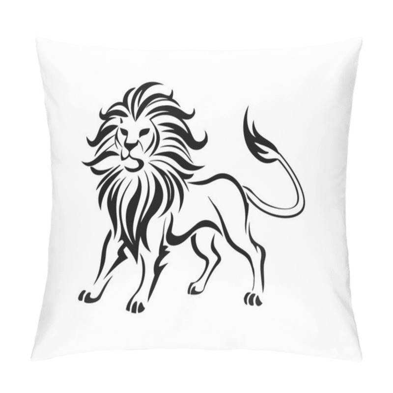 Personality  Majestic Lion Tribal Tattoo Design - Vector Illustration Pillow Covers