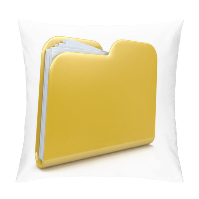 Personality  Yellow Folder. File 3D. Icon Isolated On White Background Pillow Covers