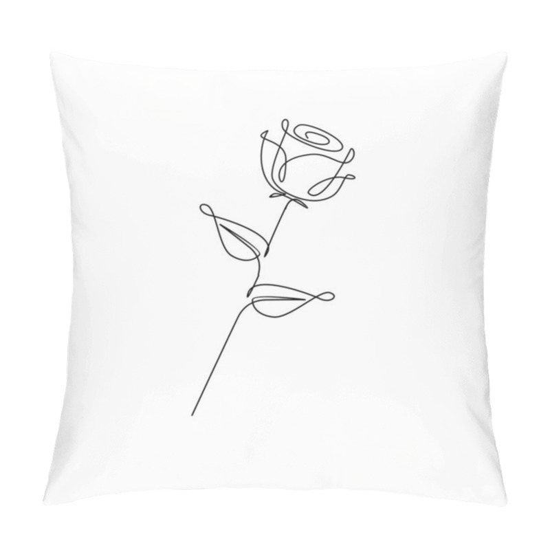 Personality  One Line Rose Flower Minimalism Drawing Vector Illustration Floral Art Design Pillow Covers