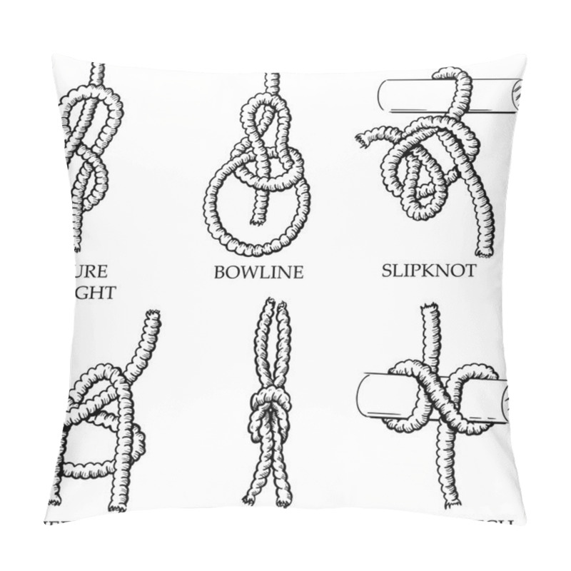 Personality  A Collection Of Knots And Hitches Illust Pillow Covers