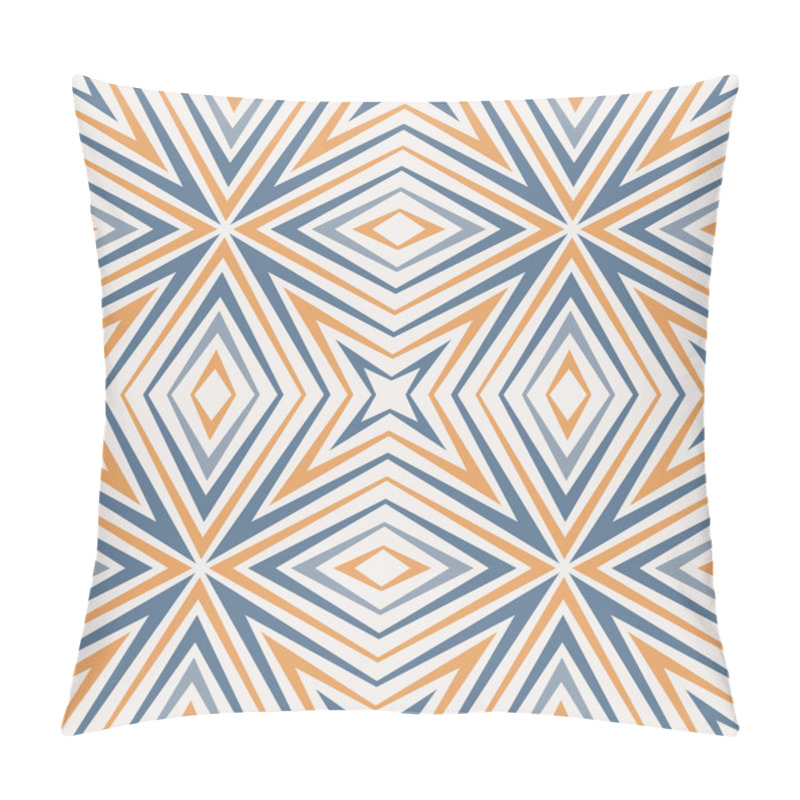 Personality  Seamless Stripe Pattern With An Abstract Design Of Yellow And Blue Concentric Geometric Shapes On A White Background. Simple And Modern Style. Vector Illustration. Pillow Covers