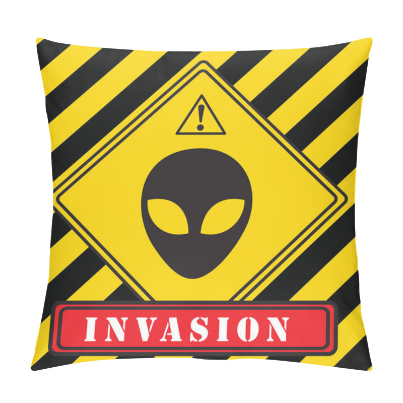 Personality  Industrial Warning Symbol. Invasion Of Aliens. Vector Illustration. Pillow Covers