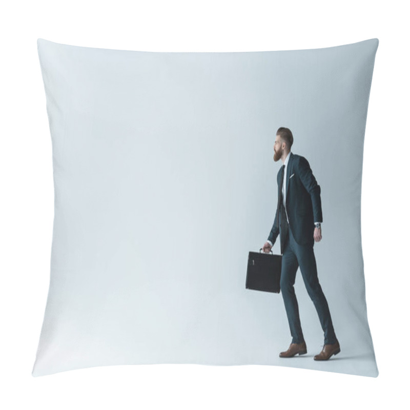 Personality  Handsome Businessman With Briefcase Pillow Covers