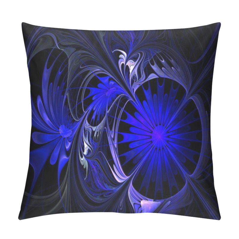 Personality  Flower Background. Blue Palette. Fractal Design. Computer Genera Pillow Covers