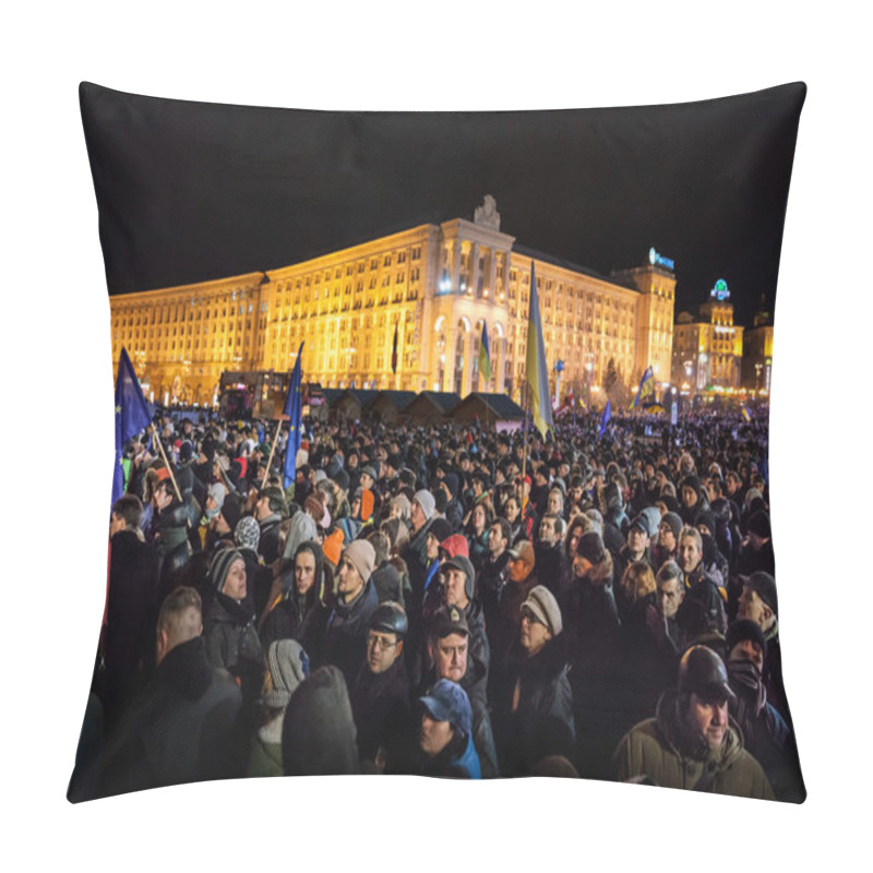 Personality  KIEV, UKRAINE - NOVEMBER 29: Pro-Europe Protest In Kiev Pillow Covers