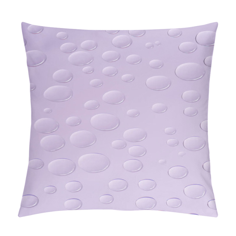 Personality  Close-up View Of Transparent Water Drops On Violet Background Pillow Covers