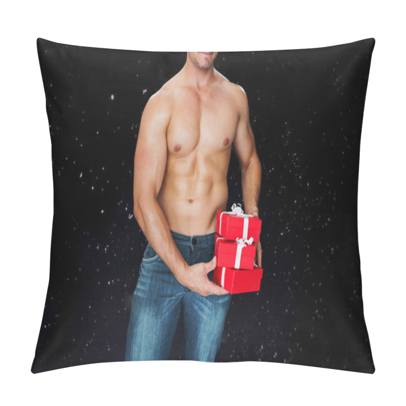 Personality  Attractive Bodybuilder Against Black Pillow Covers