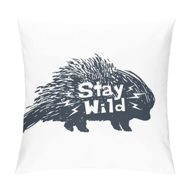 Personality  Hand Drawn Icon With Textured Porcupine Vector Illustration. Pillow Covers