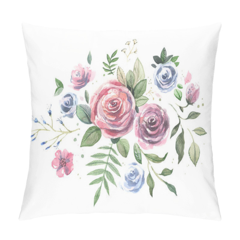 Personality  Watercolor Flowers. Floral Illustration, Leaf And Buds. Botanical Composition For A Wedding Or Greeting Card, Birthday And Other Holiday And Summer Background. Watercolor Illustration On White Background. Pillow Covers