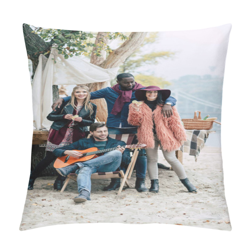 Personality  Happy Young People At Picnic Pillow Covers