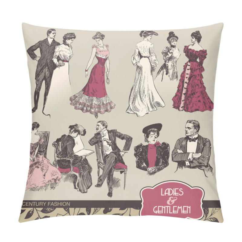 Personality  Ladies And Gentlemen 19th Century Fashion Pillow Covers