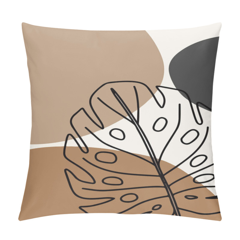 Personality  Background With Hand-drawn Sketch Tropical Leaf With Brown Spots Pillow Covers