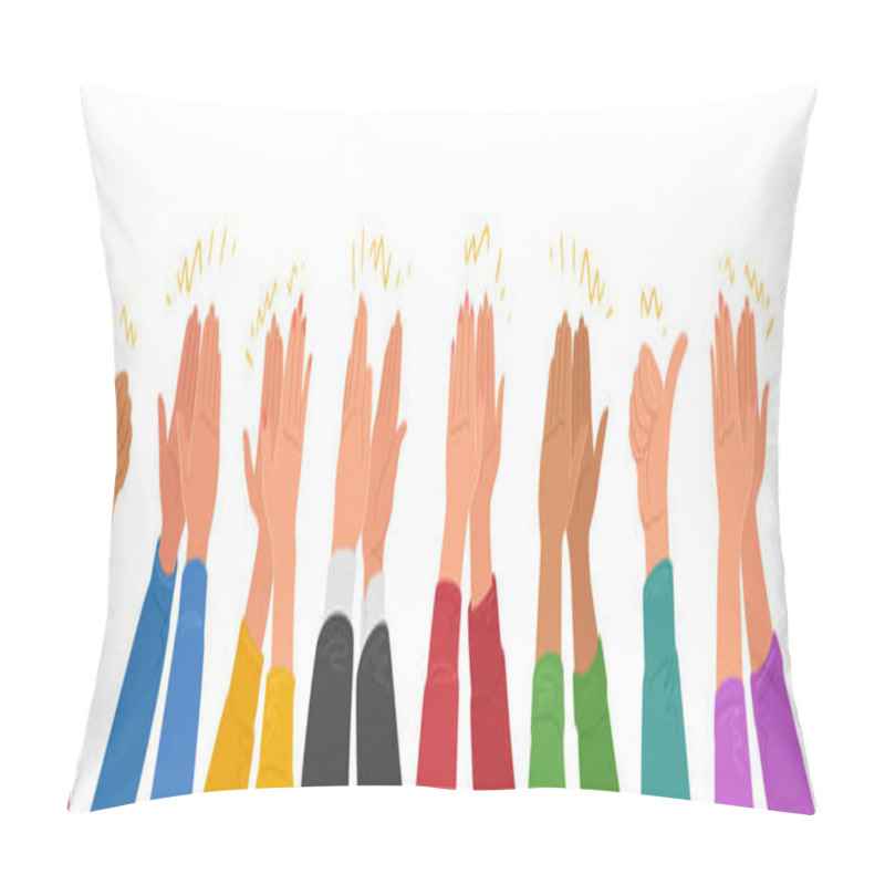 Personality  People Crowd Applause. Hands Clapping. Business Teamwork Cheering. Ovation, Delight Vector Illustration Pillow Covers