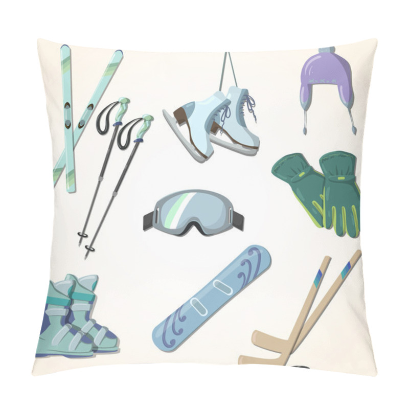 Personality  Winter Sports Equipment Icons Collection Pillow Covers