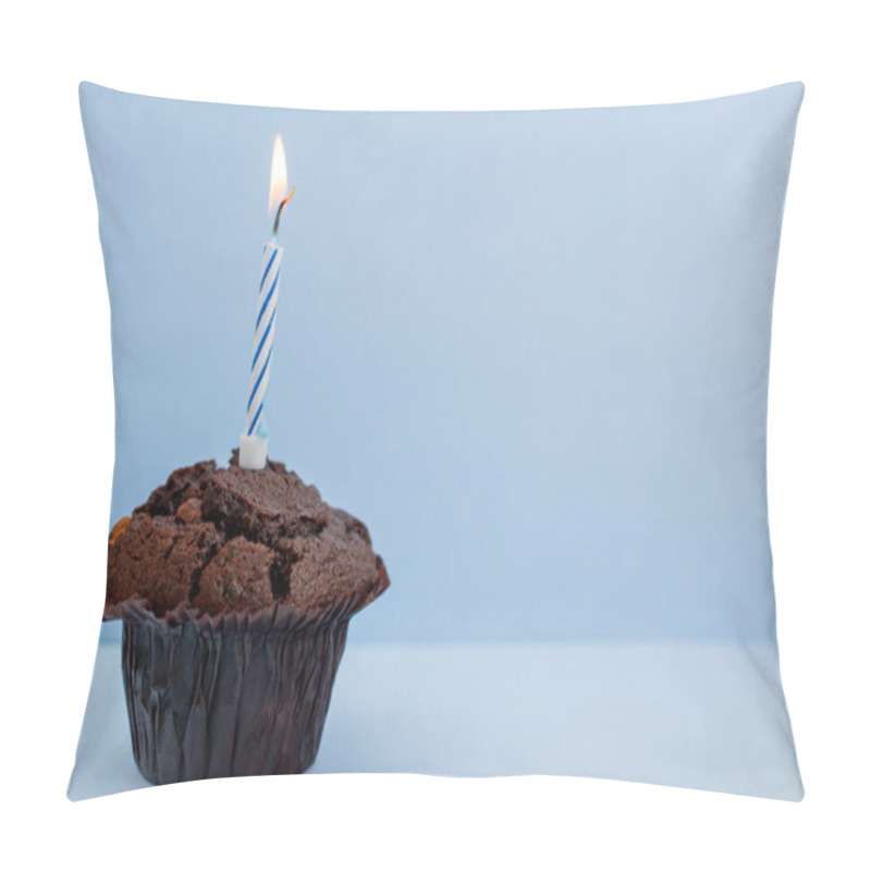 Personality  Fresh Baked Chocolate Muffin On Dark Background Pillow Covers