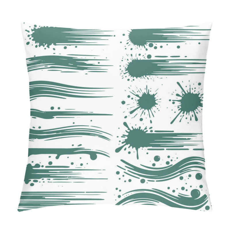 Personality  Brush Stroke And Splash Textures In Minimalist Stencil Vector Format Pillow Covers