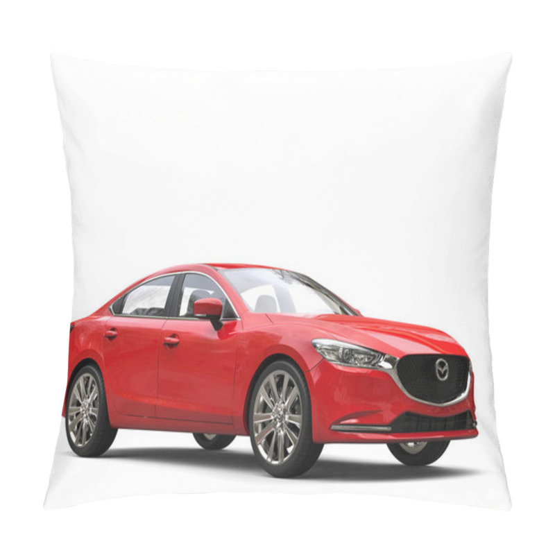 Personality  Red Mazda 6 2018 - 2021 Model - Beauty Shot - 3D Illustration - Isolated On White Background Pillow Covers