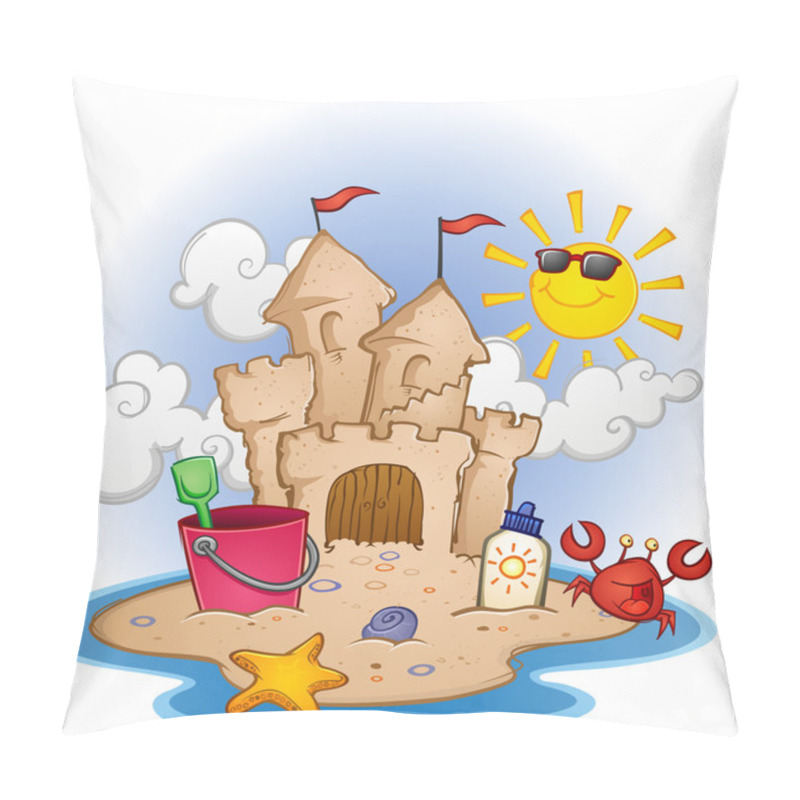 Personality  Beach With Sand Castle Pillow Covers