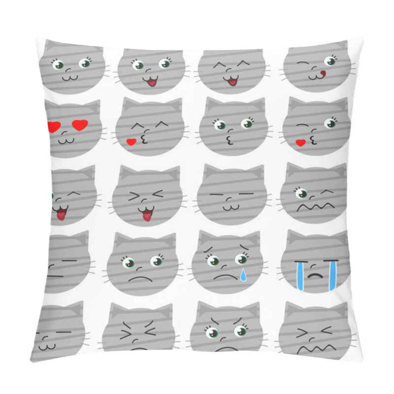 Personality  Cute Cat Emoticons Vector Pillow Covers