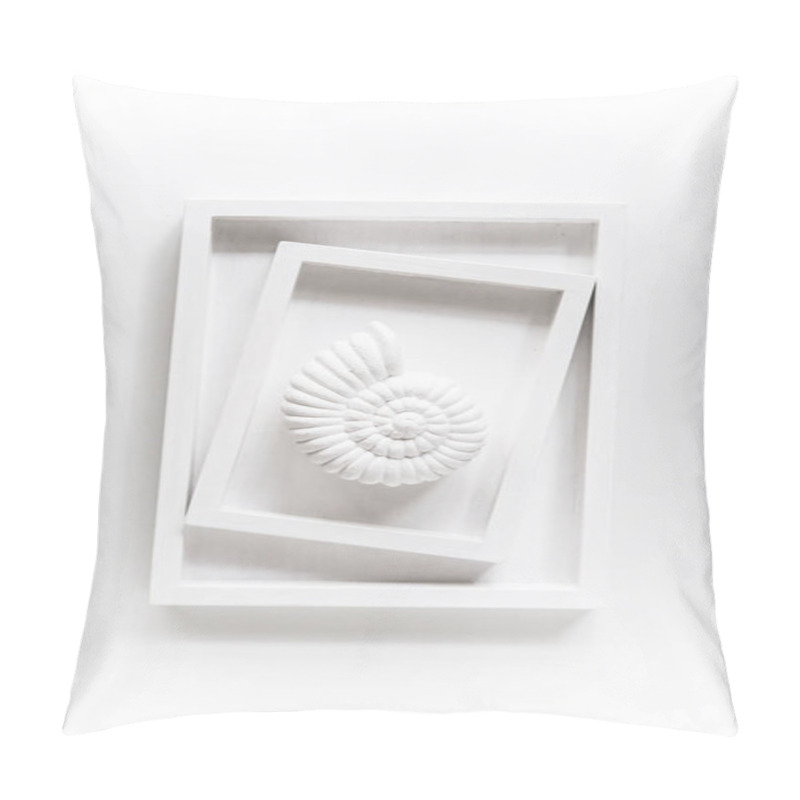 Personality  White Sea Shell In Two Frames On A White Background, Abstract Ar Pillow Covers