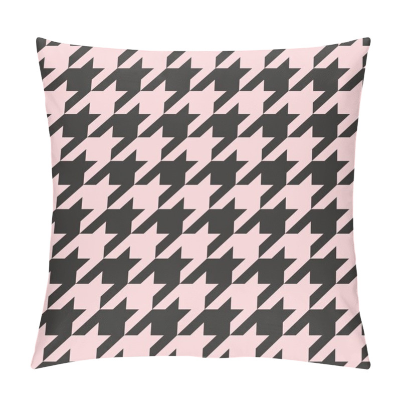 Personality  Houndstooth Seamless Vector Pastel Pink And Black Pattern Or Background. Pillow Covers