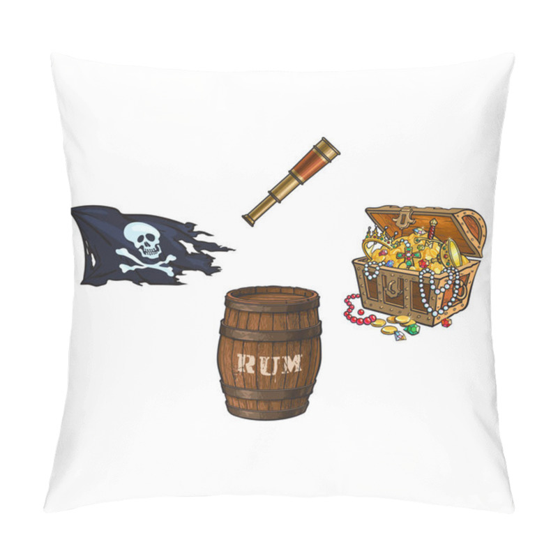 Personality  Vector Cartoon Pirates Symbols Set Isolated Pillow Covers