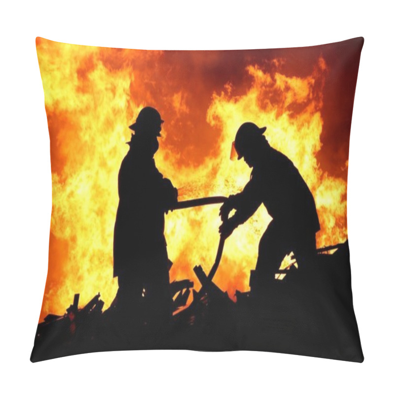 Personality  Two Fire Fighters And Flames Pillow Covers