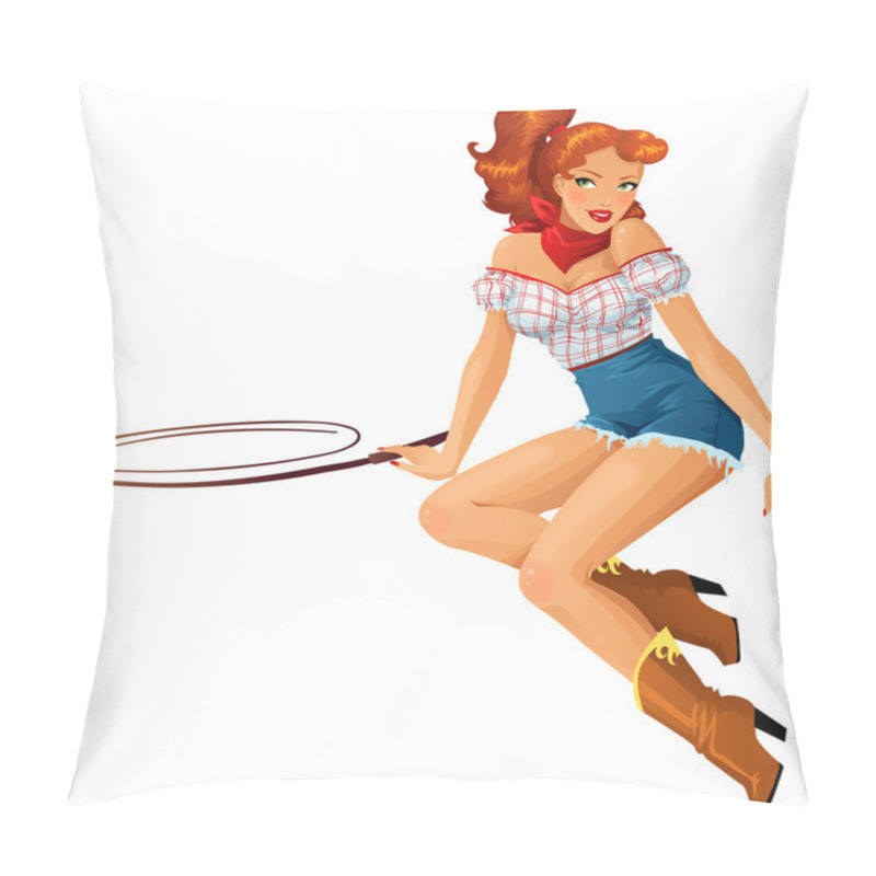 Personality  Beautiful Redhead Cowgirl Pillow Covers