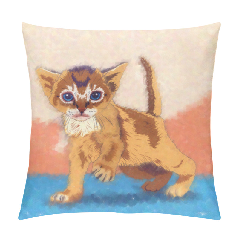 Personality  Funny Kitten Illustration Pillow Covers