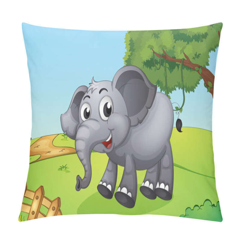 Personality  An Elephant Jumping Inside The Wooden Fence Pillow Covers