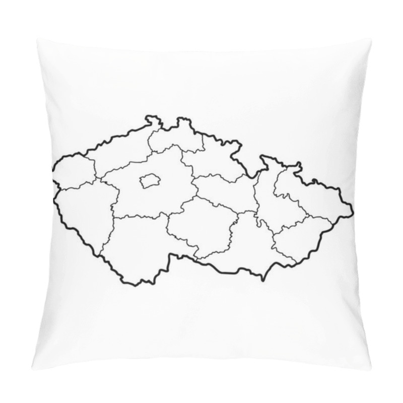 Personality  Outline Map Of Czech Republic (Czechia) White Background. Vector, European State Map With Contour. Pillow Covers