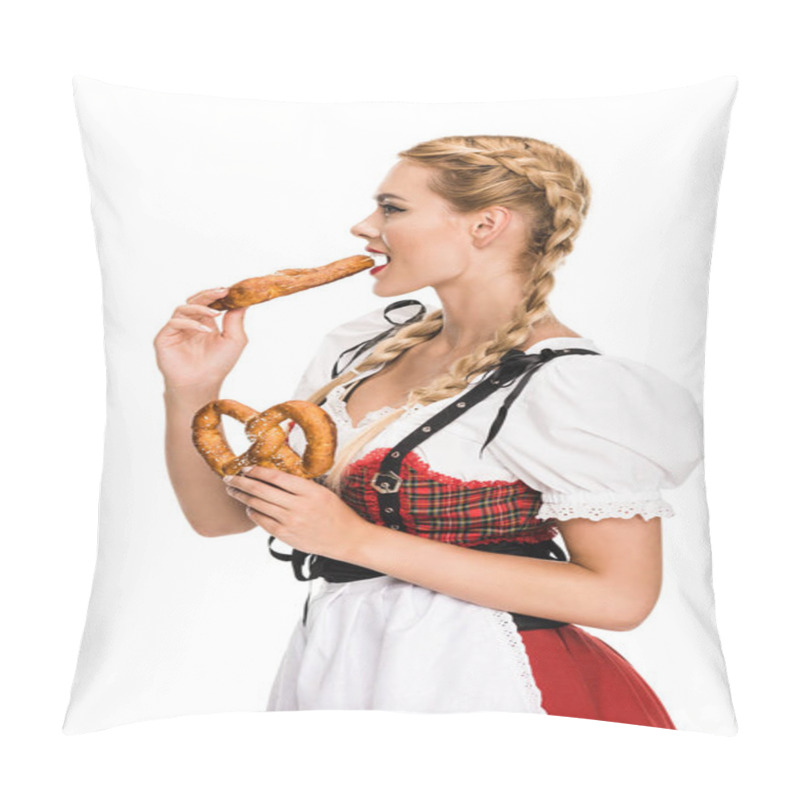 Personality  German Girl Eating Pretzels Pillow Covers